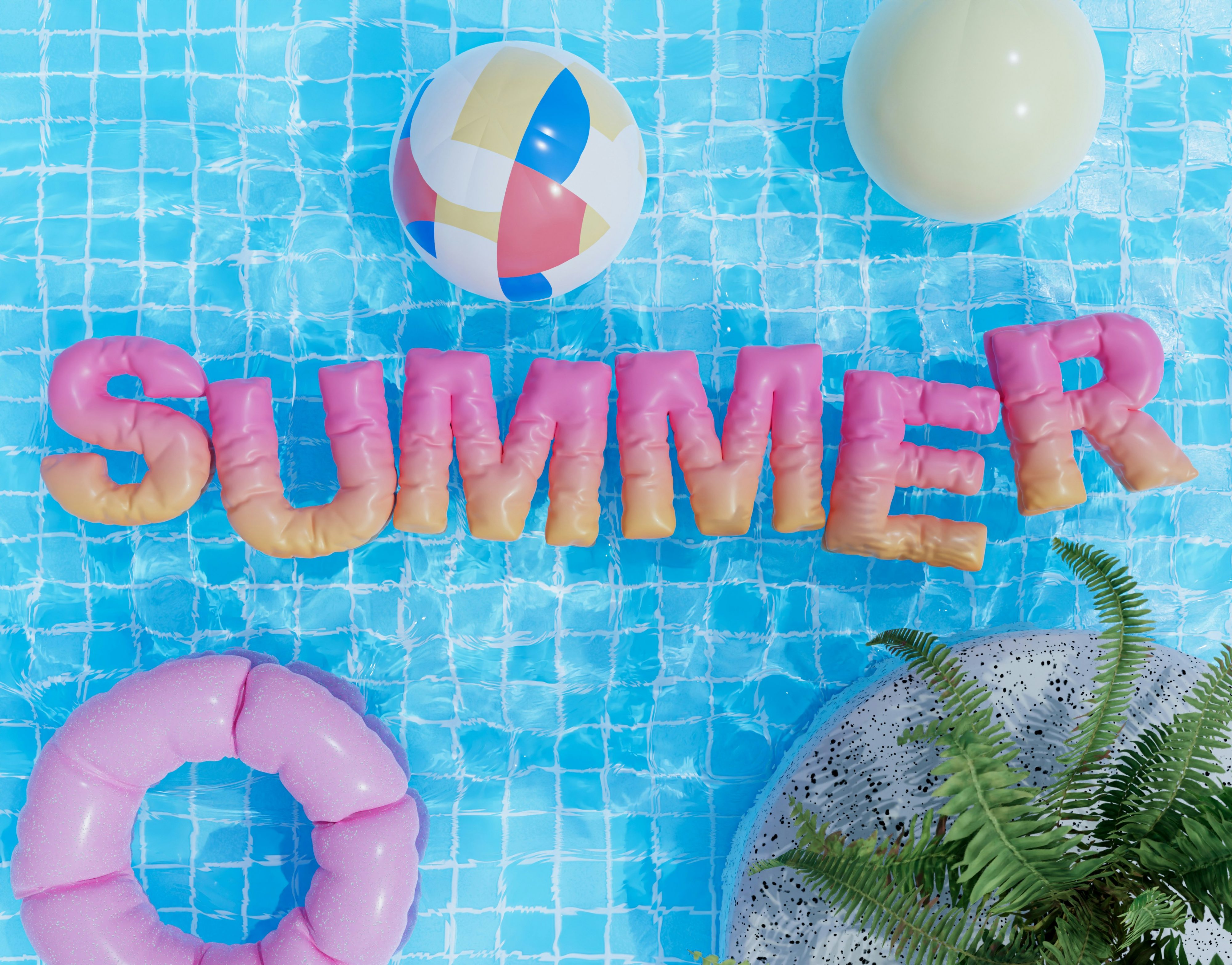 Summer Schriftzug im Wasser